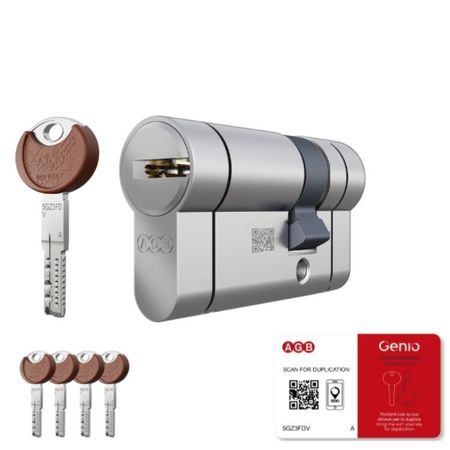 Mezzo cilindro Agb serie Genio CP7326.05.35 per serratura, profilo europeo, lunghezza 50 mm 10-40, Ottone finitura Nichelato