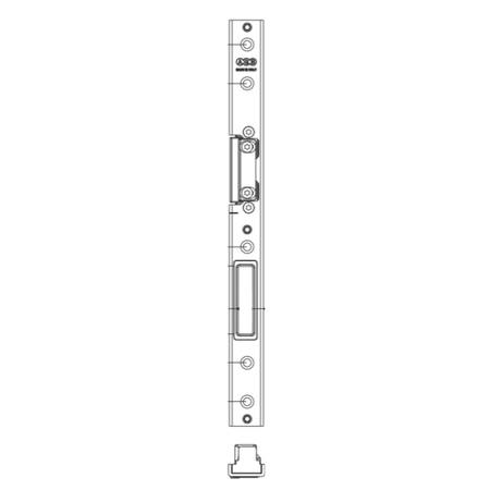 Incontro scrocco-catenaccio F81119.17.15 Agb per serratura Sicurtop, destro, aria 12 mm, interasse 13 mm, dimensioni 282x24 mm, materiale Acciaio