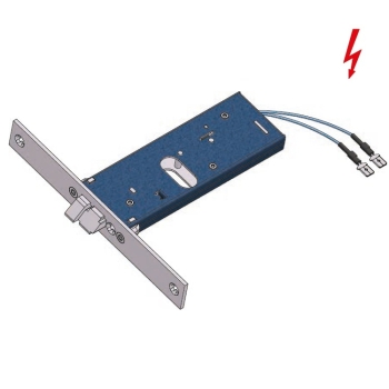 Elettroserratura per fascia Omec Destra, foro Patent, scrocco, entrata 60 mm, scatola 44  mm, finitura Inox
