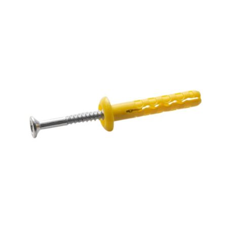 Tassello a percussione Devil Akifix NF10 per muratura piena, testa larga bombata, dimensioni 6x38 mm, finitura Giallo