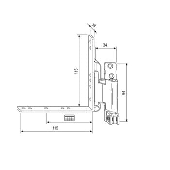 Cerniera angolare A34036.24.02 AGB TESI per serramento anta ribalta, aria 4 mm, battuta 15/18 mm, mano sinistra