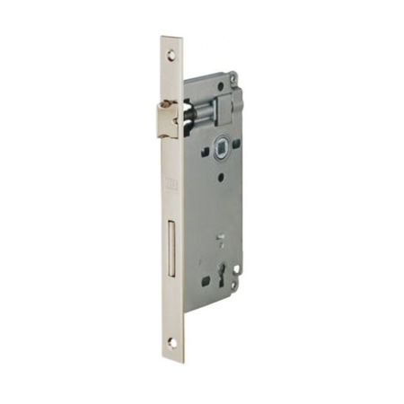 Serratura Patent incasso B00592 Agb per porta da interni, entrata 50 mm, interasse 90 mm, bordo quadro 238x22 mm, Acciaio finitura Nichelato