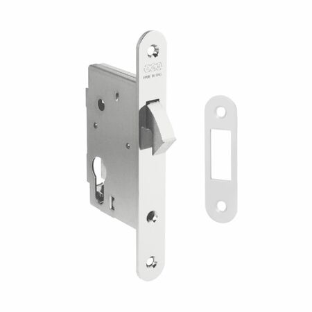 Serratura Gancio Yale incasso B00702 AGB per porta scorrevole, entrata 50 mm, bordo quadro 168x22 mm, Acciaio finitura Nichelato