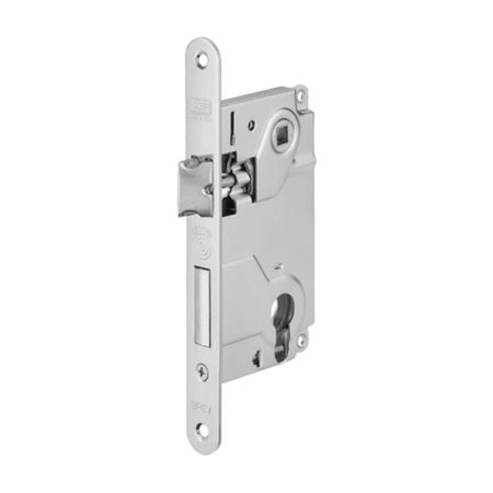 Serratura Centro Yale incasso B01024 Agb per porta da interni, entrata 50 mm, interasse 85 mm, bordo tondo 196x22 mm, Acciaio finitura Nichelato