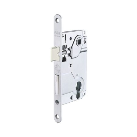 Serratura Centro Yale incasso B01025 Agb per porta da interni, entrata 50 mm, interasse 85 mm, bordo tondo 196x18 mm, Acciaio finitura Nichelato