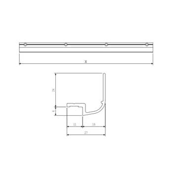 Profilo di copertura AGB, per articolazione Galileo, lunghezza 1700 mm, colore bianco
