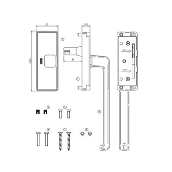 Kit maniglione monocomando AGB Galileo, mano sinistra, colore argento