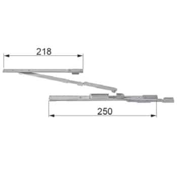 Forbice supplementare AGB, per finestra rettangolare, lunghezza 250 mm, asse 9 mm