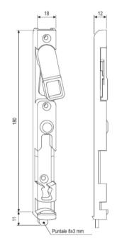 Catenaccio AGB inferiore per finestra e porta finestra, lunghezza 180 mm x 18 mm, Aria 4