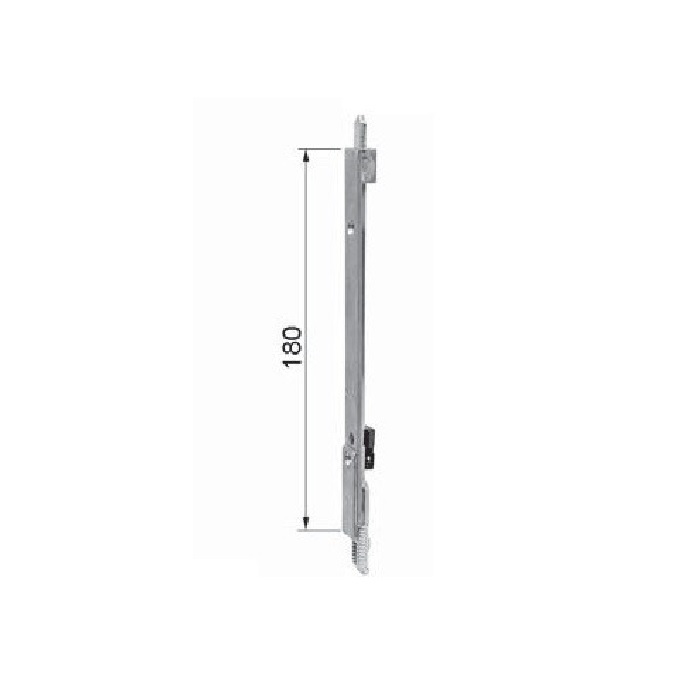 Terminale superiore A40487.00.01 Agb per finestra 2 ante, con puntale uscita 11 mm, lunghezza 180 mm, finitura Argento