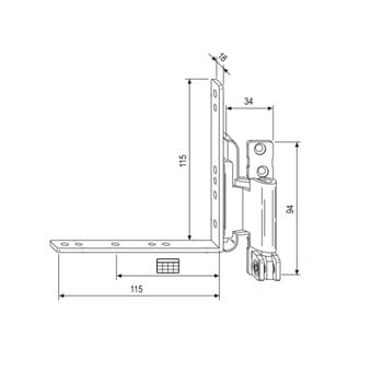Cerniera angolare A44036.24.02 AGB TESI per serramento anta ribalta, aria 4 mm, battuta 15/18 mm, mano sinistra