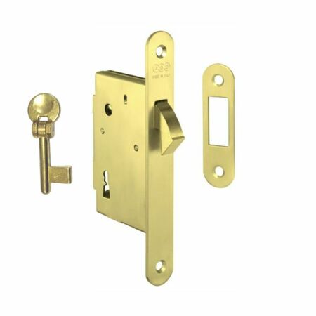 Serratura Gancio Patent incasso B00701 AGB per porta scorrevole, entrata 50 mm, bordo tondo 168x22 mm, Acciaio finitura Ottonato Verniciato