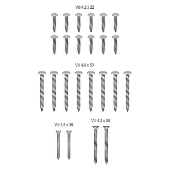 Kit viti di fissaggio per Pvc e Alluminio H34401.00.93 Agb Abaco, serie Ariete, autofilettanti, finitura Inox Annerito