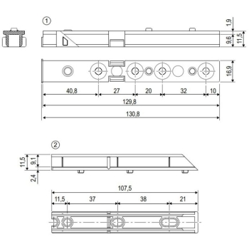 Compensatore A50999.00.01 Artech Agb per canalino 16/12 e squadra angolare, lunghezza 130,8 mm, spessore 11,5 mm
