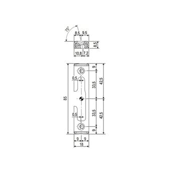 Incontro ribalta A514DX.05.64 Artech Agb per serramento in Alluminio e Legno, Destro, aria 12 mm, interasse 9 mm, dimensione 85x18x8,5 mm, Acciaio finitura Argento