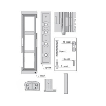 Kit tappi e accessori AGB Climatech per schema A, mano sinistra, spessore 92 mm, colore nero
