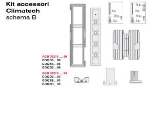 Kit tappo e accessori Climatech AGB per schema "B", mano destra, spessore 92 mm, finitura Nero