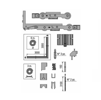 Kit accessori G02207.00.93 AGB, per alzante controtelaio Eclisse, tenuta lato esterno, 1 anta