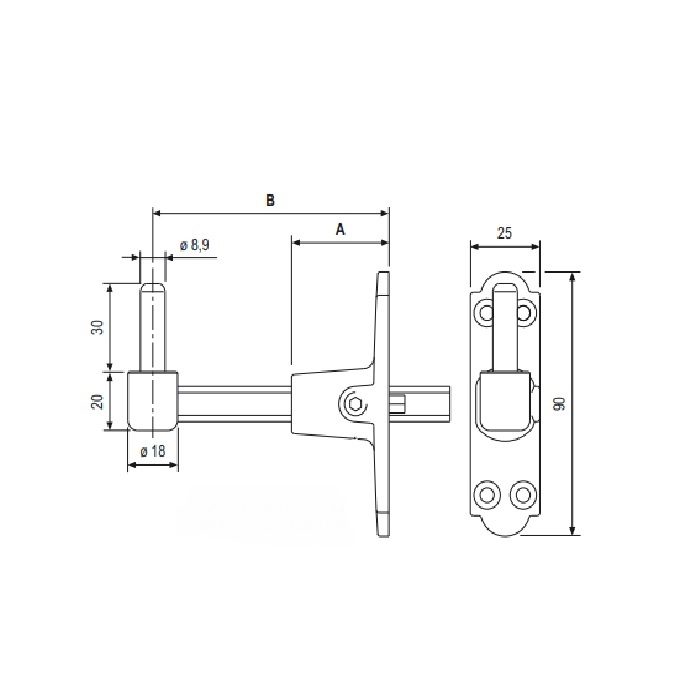 Cardine monoblocco regolabile AGB Abaco, con mensola stretta, lunghezza 86-115 mm, colore silver powerage
