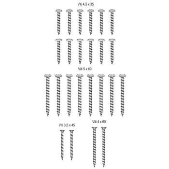 Kit viti di fissaggio per Legno H34400.00.01 Agb Abaco, serie Ariete, finitura Inox Naturale