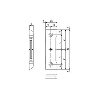 Incontro magnetico A51400.DC.05 Artech Agb per chiusura temporanea, parte telaio, dimensione 82x23x8 mm, aria 4 mm, interasse 13 mm