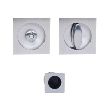 Scivola Kit Q quadro pomolo/bottone AGB, spessore porta 40-48 mm, colore cromato