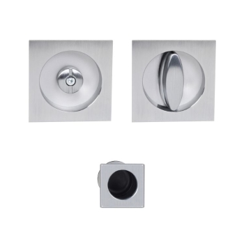 Scivola Kit Q quadro pomolo/bottone AGB, spessore porta 40-48 mm, colore cromato satinato