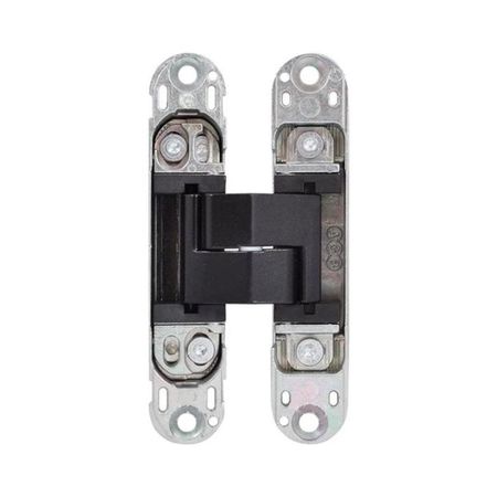 Cerniera a scomparsa Eclipse 3.0 Agb per porte filo muro, dimensione 114,8x22,8 mm, portata 40 Kg, regolabile su 3 assi, Zama finitura Nero Opaco