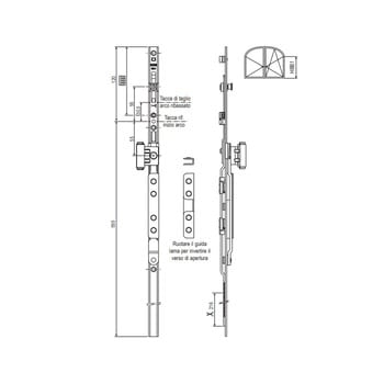 Forbice legno per arco AGB Artech, battuta 18 mm, interasse 9 mm, lunghezza 675 mm, altezza anta 464-1880 mm