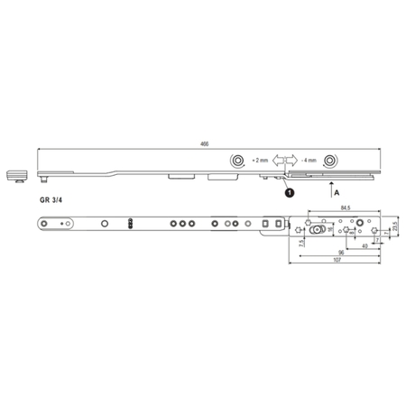 Forbice terza anta A52911.05.02 Artech Plana Agb per serramento in legno, parte telaio, mano destra, interasse 13 mm