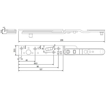 Articolazione superiore A52921.31.01 Artech Plana AGB per serramento in Alluminio e Legno 3 ante, Destra, aria 12 mm, interasse 9 mm, base 24 mm, Acciaio finitura Argento