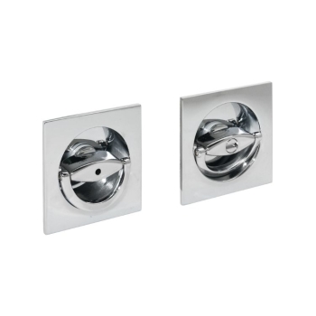 Kit manigliette Duetto quadri senza serratura AGB per porta scorrevole e pieghevole spessore 38-48 mm, diametro 48 mm, sistema attivo-attivo, finitura Cromato satinato