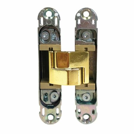 Cerniera a scomparsa Eclipse 3.2 Agb per porte filo muro, dimensione 114,8x22,8 mm, portata 40 Kg, regolabile su 3 assi, Zama finitura Ottone