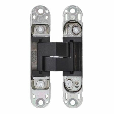 Cerniera a scomparsa Eclipse 3.2 Agb per porte filo muro, dimensione 114,8x22,8 mm, portata 40 Kg, regolabile su 3 assi, Zama finitura Nero Opaco
