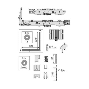 Kit accessori G02207.10.93 AGB XC per alzante scorrevole, tenuta lato esterno, 1 anta