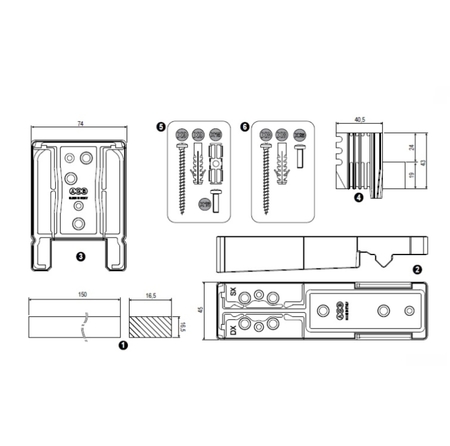 Kit tappi G02281.SX.86 Agb Imago per alzante scorrevole, mano sinistra, spessore 92 mm, finitura Grigio
