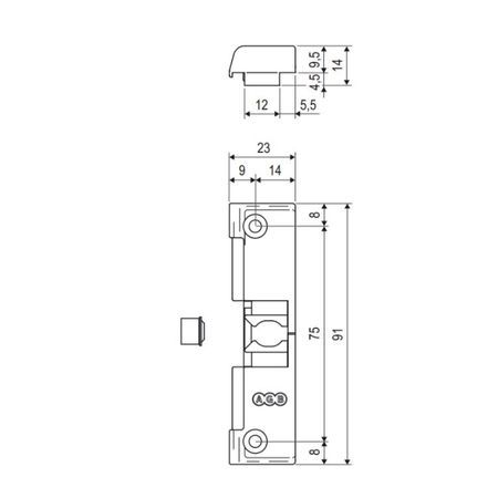 Scrocco chiusura temporanea A48010.CP.18 AGB per serramento in Alluminio, dimensione 91x23x9,5 mm, Camera Europea, interasse 13 mm, Zama finitura Argento