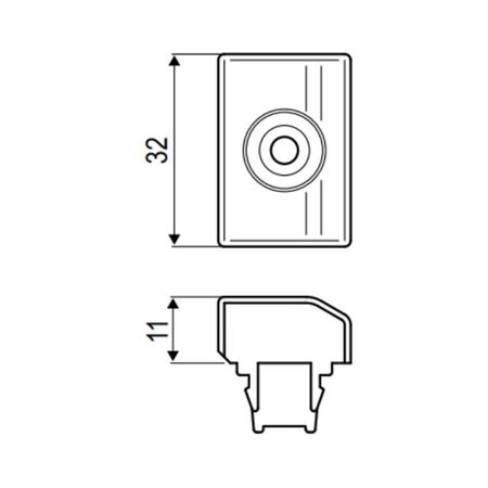 Spessore di sollevamento A50390.00.04 Artech AGB per serramento in Pvc o Alluminio con canale 16/12, dimensione 32x11 mm, aria 12 mm, Nylon finitura Grigio