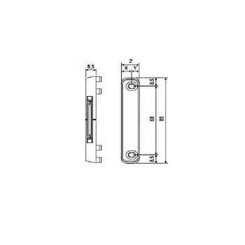 Incontro magnetico A52300.19.00 Artech Agb per chiusura temporanea catenaccio passante, parte telaio, dimensione 85x21x8,5 mm