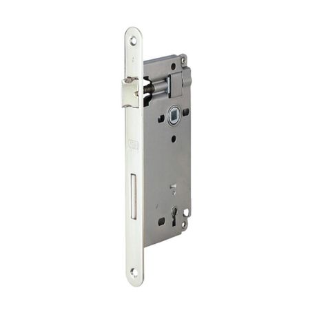 Serratura Patent incasso B00591 Agb per porta da interni, entrata 45 mm, interasse 90 mm, bordo tondo 238x22 mm, Acciaio finitura Nichelato