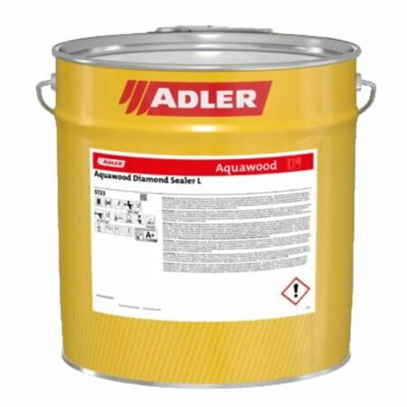 Rivestimento Aquawood Diamond-Sealer L 572300 Adler per finestre e portoncini d'ingresso in legno, base acqua, latta 20 kg, finitura Trasparente