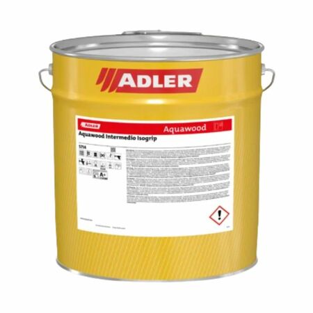 Rivestimento Aquawood Intermedio Isogrip 5799004 Adler per finestre e portoncini d'ingresso in legno, base acqua, latta 4 kg, finitura Trasparente