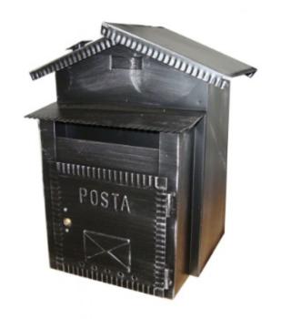 Cassetta Postale Alubox, serie Rustica, con vano portapane, misure 42,5x33,5x35,5 cm, in Ferro battuto, colore Nero