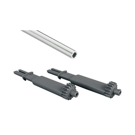 Set di sincronizzazione asta e pignone T55.1089ZR Blum per guide Tandem, asta tonda 1089 mm, corpo mobile 1400 mm, Alluminio finitura Naturale