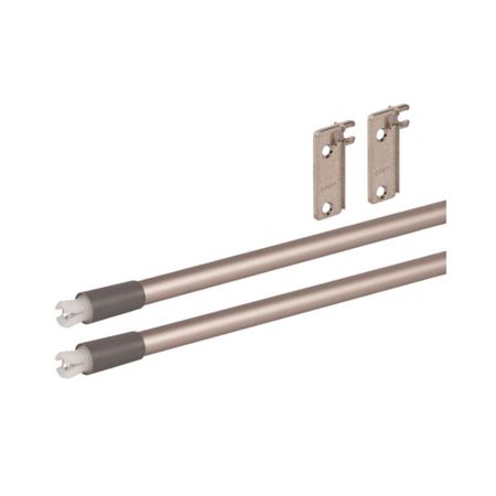 Set ringhierina longitudinale ZRE.463A.ID Blum per cassetto in legno, lunghezza 500 mm, Alluminio finitura Acciaio Inox Anodizzato