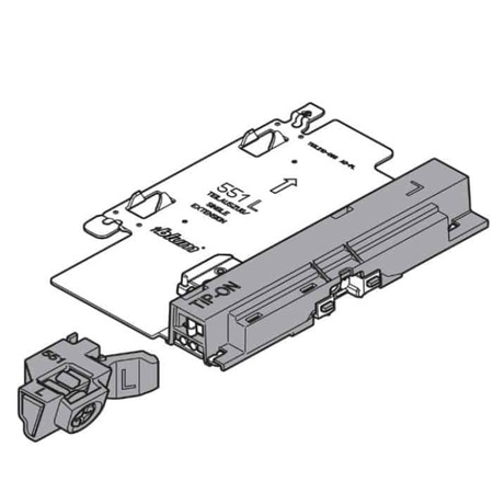Tip-On Sinistro T55.3151S Blum per guida Tandem 551H estrazione parziale, Acciaio e Plastica finitura Grigio