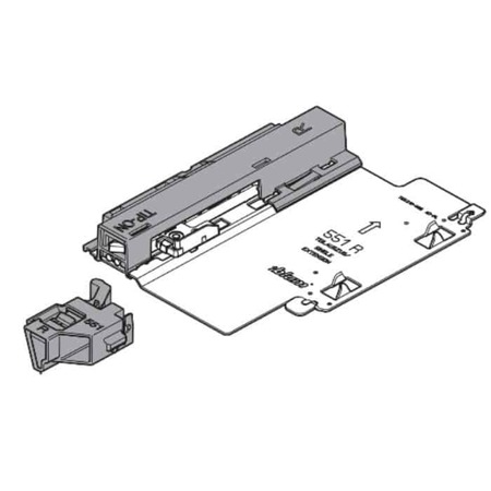 Tip-On Destro T55.3151S Blum per guida Tandem 551H estrazione parziale, Acciaio e Plastica finitura Grigio