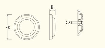 Borchia rotonda Bal con filetto 5 MA, diametro 30 mm, finitura Ottone Lucido Verniciato