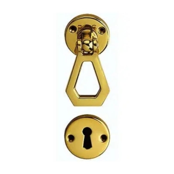 Maniglia ad anello cascante 101-01 Bal per porta, foro Patent, rosetta tonda diametro 46 mm, finitura Ottone Lucido Verniciato
