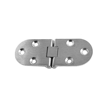 Cerniera a biscotto con fermo, Lunghezza 80 mm Altezza 30 mm, Ottone nichel satinato
